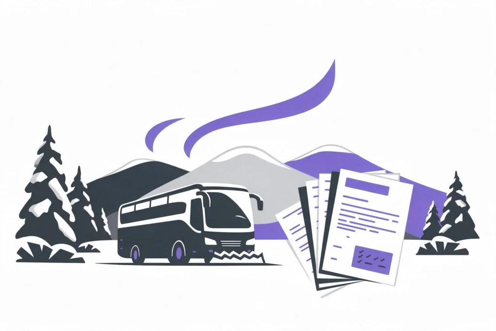 Professional header image for step-by-step guide: Charterbus i Lapland: sådan bygges en serieafgange-kontra...